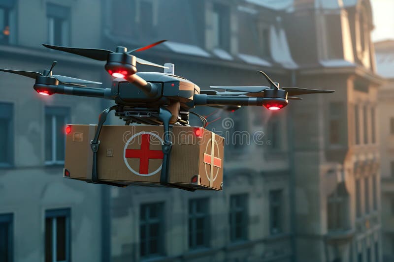 Dron medyczny dostarczający awarie ilustracja wektor