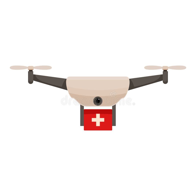 Dron medyczny leci i nosi apteczkę ilustracji