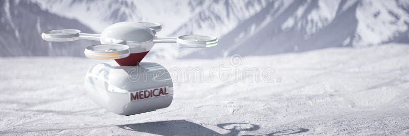 Dron medyczny na górze 3d renderować royalty ilustracja