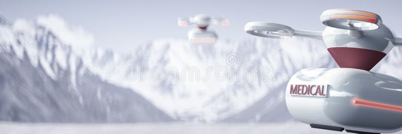 Dron medyczny na górze 3d renderować royalty ilustracja