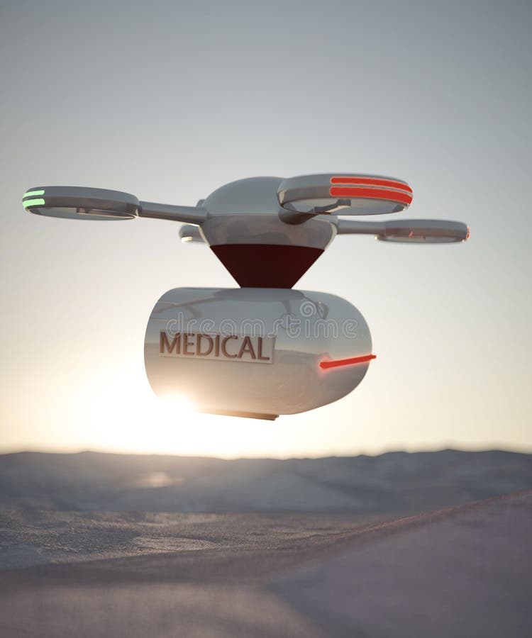 Dron medyczny na górze 3d renderować royalty ilustracja
