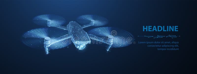 Drone. Abstract 3d Drone Isolated on Blue Stock Vector