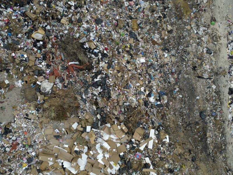 Drone Aerial Top View Large Garbage Pile, Garbage Pile in Trash Dump or