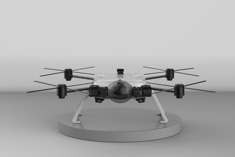 Drone bianco con eliche. Drone bianco a fusione 3d con eliche