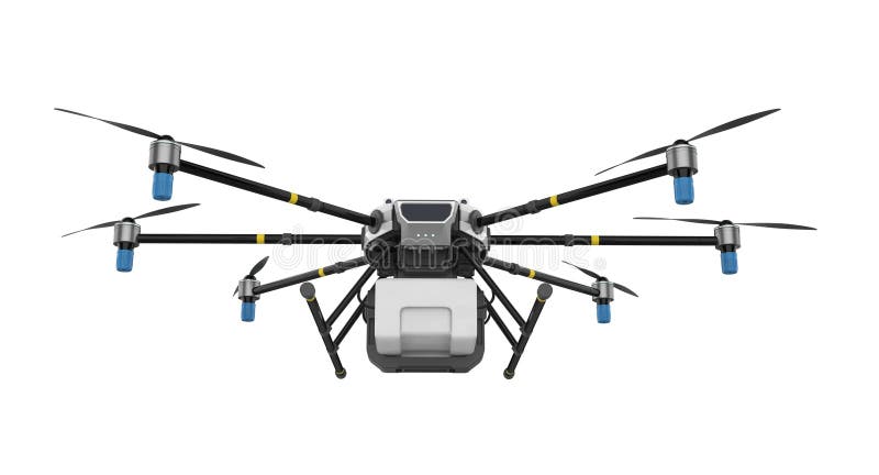 Drone con eliche rotanti isolate illustrazione di stock