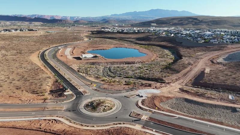 Drone flying over desert landscape in Utah on a sunny day stock video