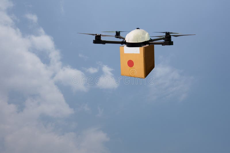 Drone flying transportation in smart city concept, a retail/ownder use a droneartificial intelligence technology delivery to send a tool kit, product, fruit, vegetable, etc in the store, to customer. Drone flying transportation in smart city concept, a retail/ownder use a droneartificial intelligence technology delivery to send a tool kit, product, fruit, vegetable, etc in the store, to customer