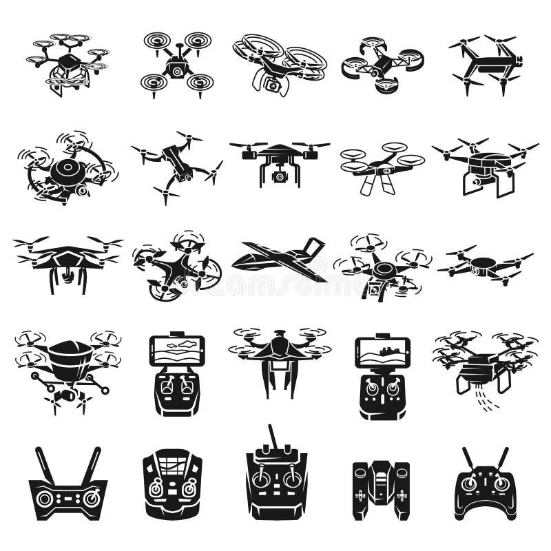 Drone icons set, simple style royalty free illustration