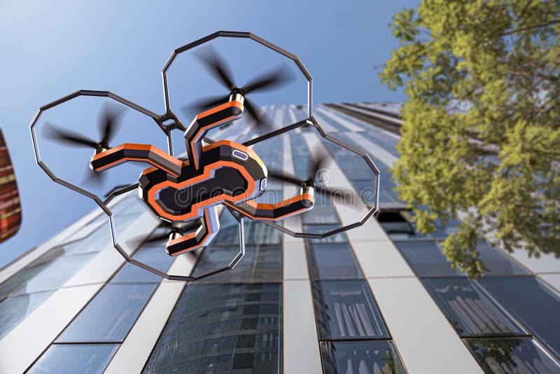 Drone latające na niebie z kamerą 4k
