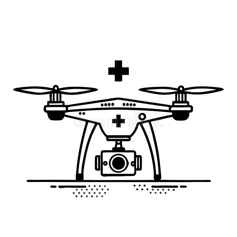 Drone lekarskie z kamerą do usług w zakresie dostarczania nagłych wypadków i monitorowania zdrowia ilustracji