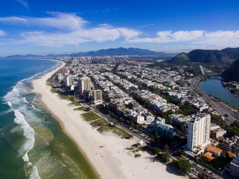 Drone photo of barra da tijuca beach, rio de janeiro, brazil ... Barra da tijuca