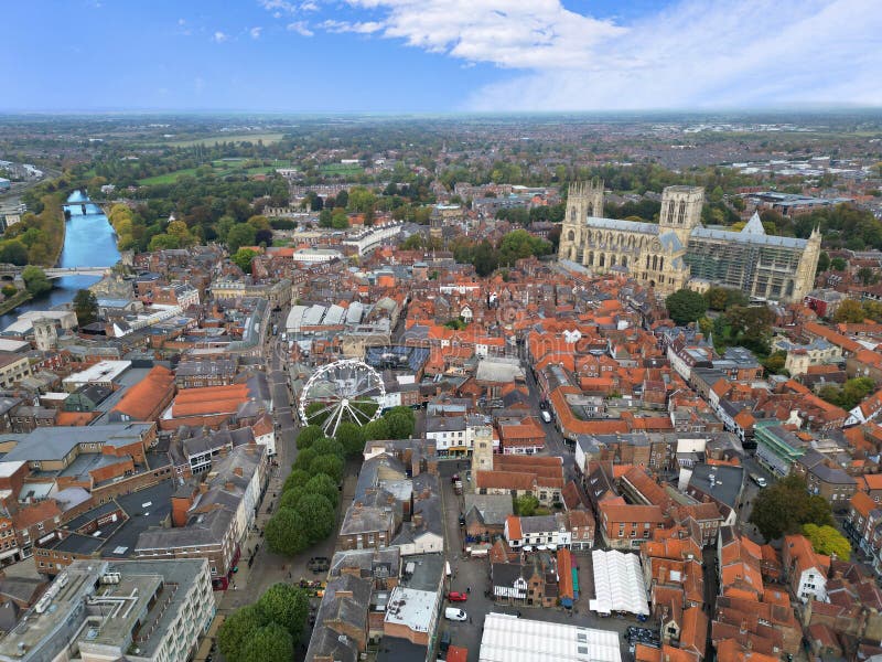 Drone Photograph of the City of York England United Kingdom Stock Photo