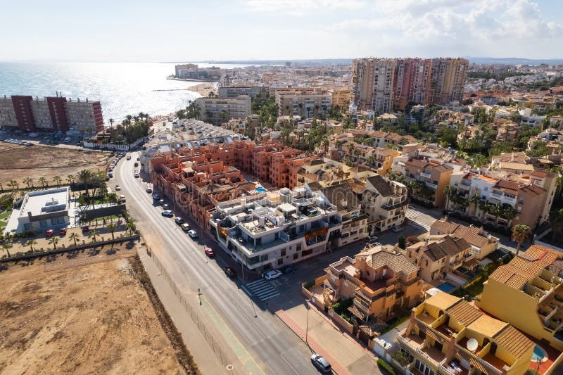 Drone Point of View Tourist Resort City of Torrevieja. Spain Stock ...