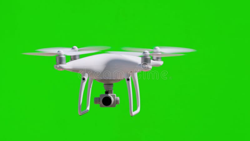 Drone Real UAV Quadcopter που πετάει αργά σε εξωτερικό χώρο μπροστά από μια πράσινη οθόνη. απόθεμα βίντεο