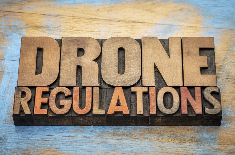 Drone Regulations Word Abstract in Wood Type Stock Photo Image of