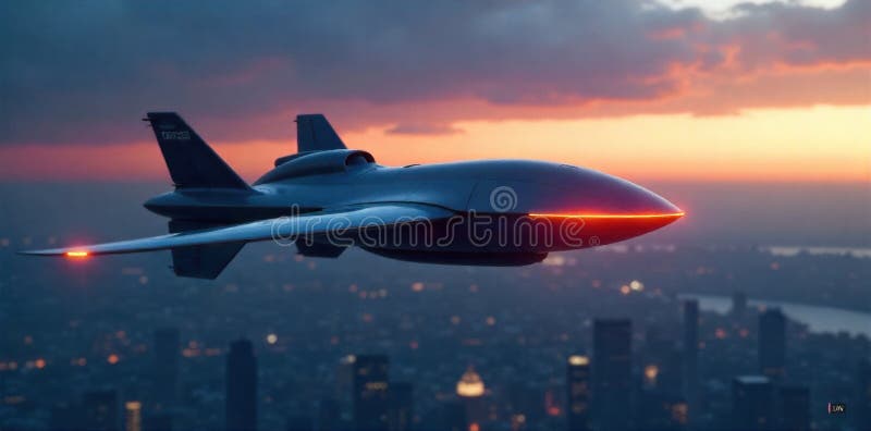 A drone with a secure package hovering over a vast, high tech distribution center at twilight, symbolizing efficient delivery. vector illustration