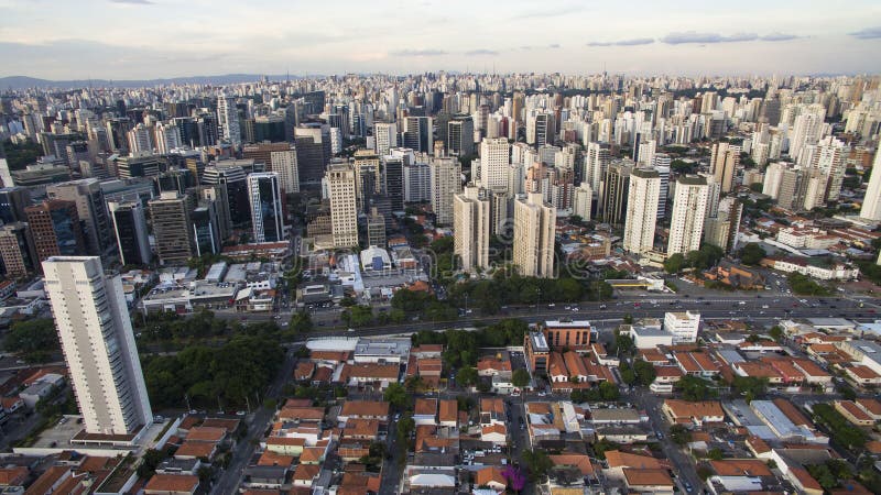 Drone shooting in a big city in the world, the Itaim Bibi neighborhood, the city of Sao Paulo royalty free stock photo Drone shooting in a big city in the world, the Itaim Bibi neighborhood, the city of Sao Paulo royalty free stock photo