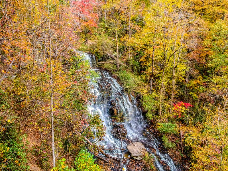 Issaqueena Falls during Autumn Season in Walhalla, South Carolina Stock