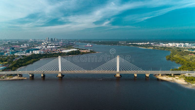 Drone shot of the Nyerere bridge connecting Dar es Salaam, Tanzania