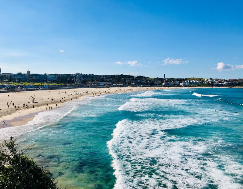 Drone View of the Beautiful Waves in Bondi Beach, Australia, Under the ...