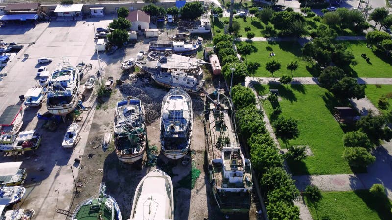 Ship Repair in Floating Dock, Tugboats Assist, Welders Work on Vessels ...