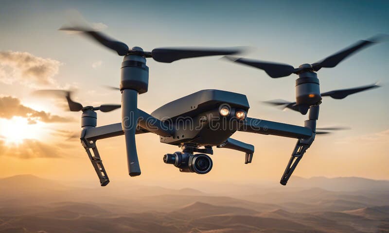 Drones militares volando en el aire libre illustration