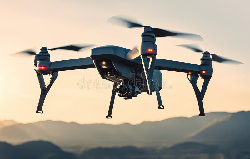 Drones militares volando en el aire ilustración del vector