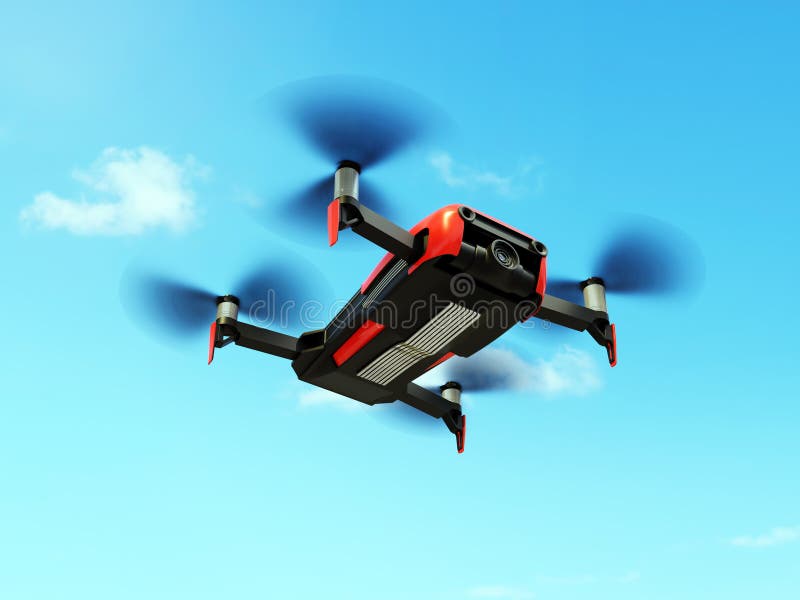 Drones pequeños volando en el aire stock de ilustración