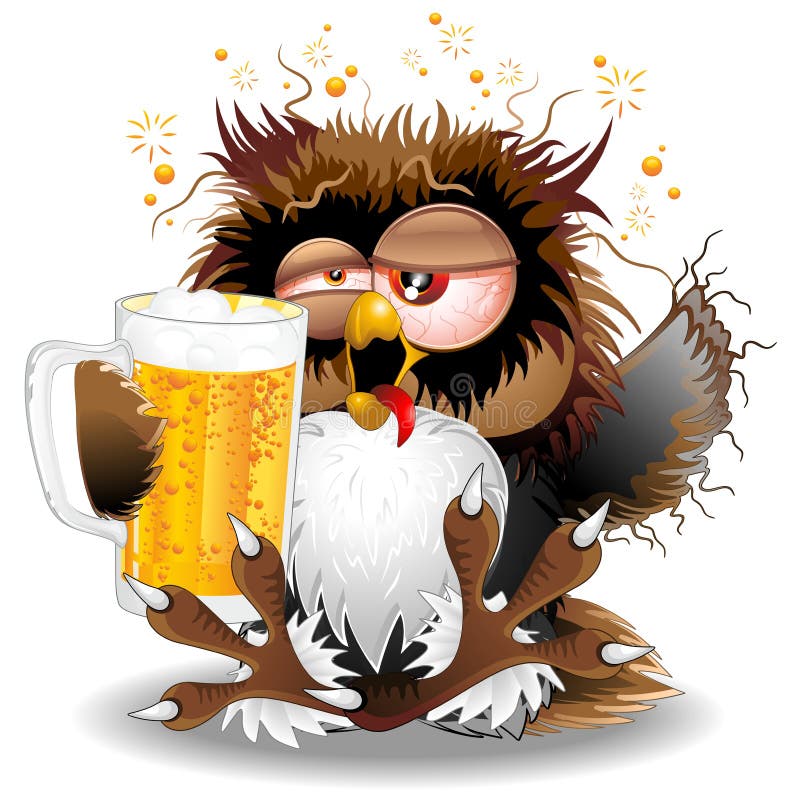 Dronken Uil met Bier Grappig Karakter