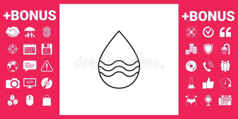 Drop line icon with waves stock illustration