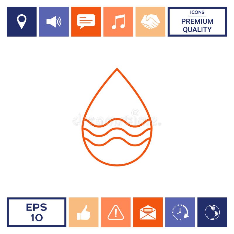 Drop line icon with waves stock illustration