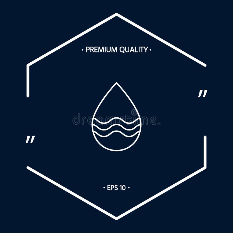 Drop line icon with waves royalty free illustration