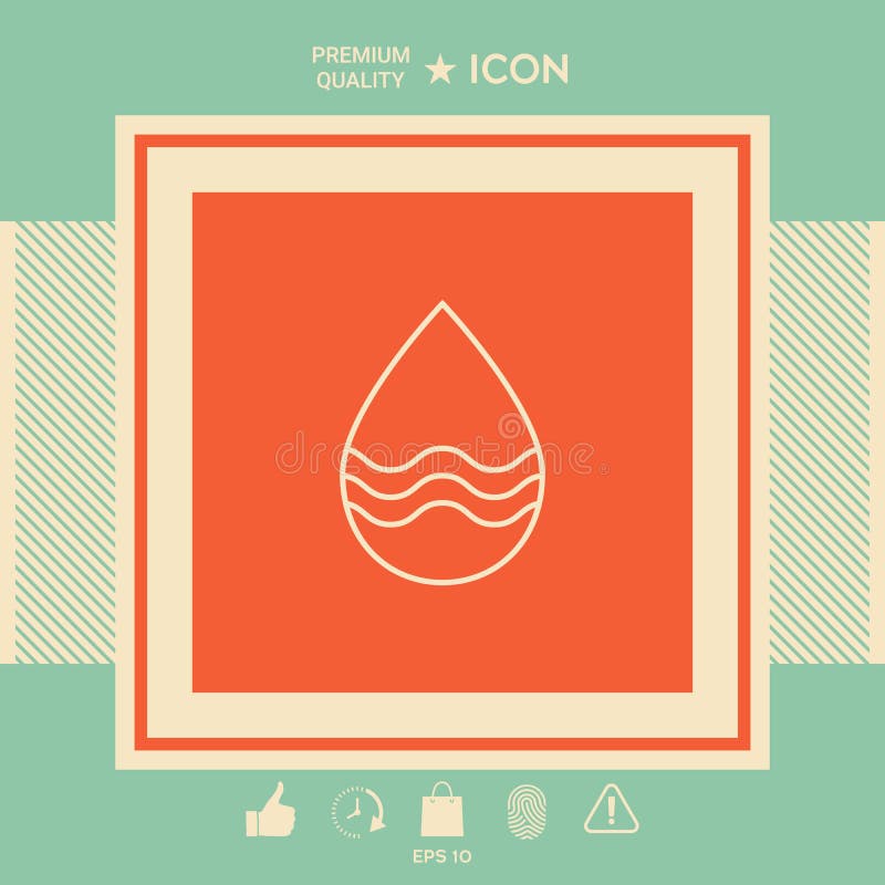 Drop line icon with waves stock illustration