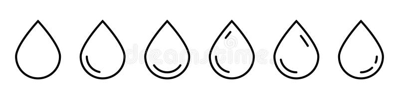 Drop line icons set. Water drop icon. Oil drop icon. royalty free illustration
