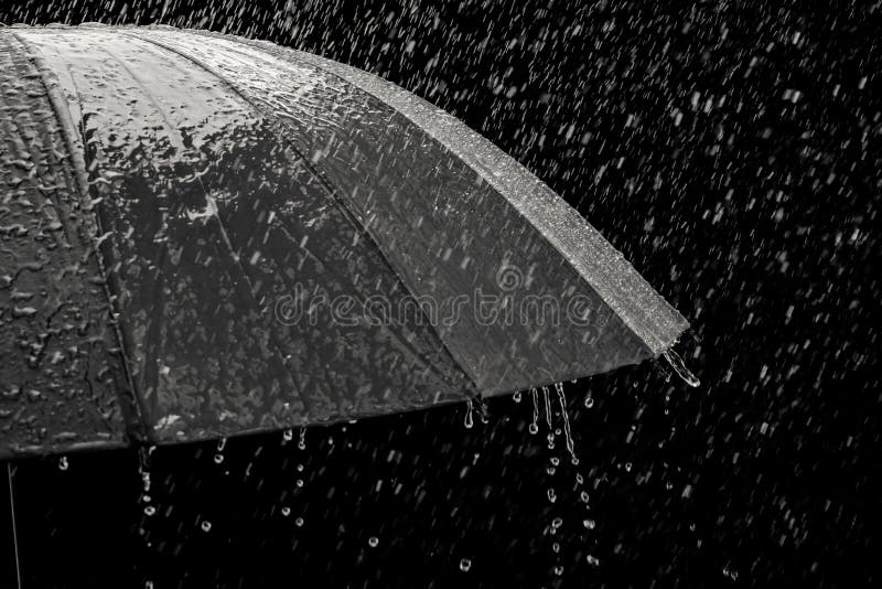 Drop Rain and Umbrella on Black Background Stock Photo - Image of light,  season: 176557898