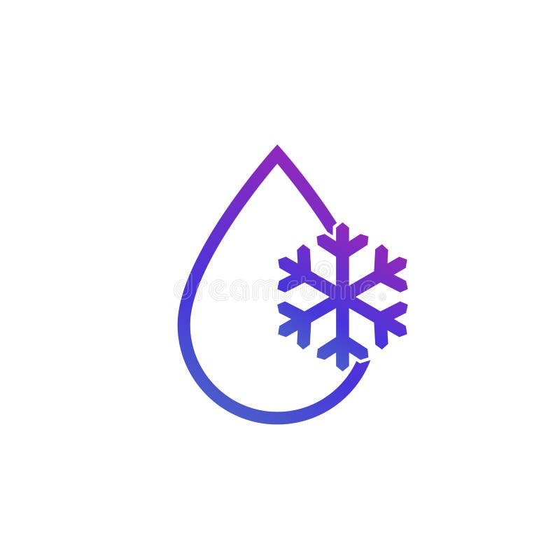 drop with snowflake, frozen water, ice icon