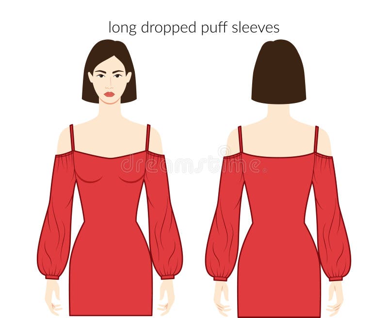 Dropped Puff Sleeves Long Length Clothes Character Lady in Red Top ...