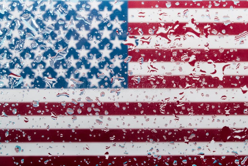 Abstract Patriotism: Water Droplets on American Flag