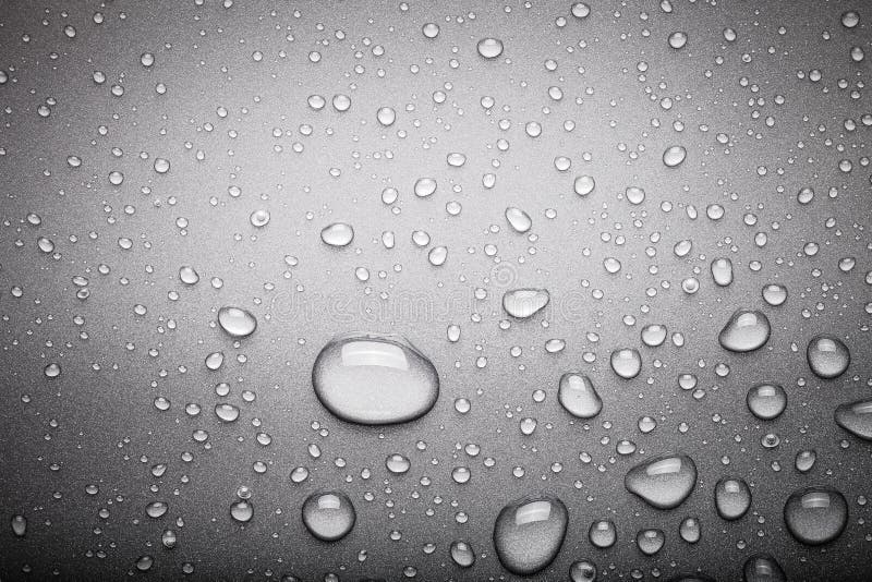 Drops of Water on a Color Background. Dark Grey Stock Photo Image of reflection, abstract