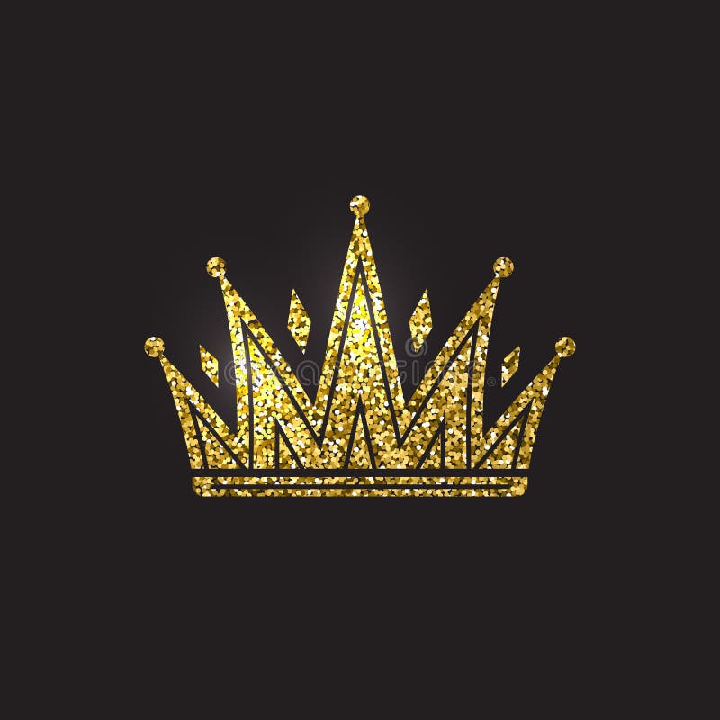 Drottningkrona, kunglig guld- huvudbonad Guld- tillbehör för konung Isolerade vektorillustrationer Elitgruppsymbol på svart