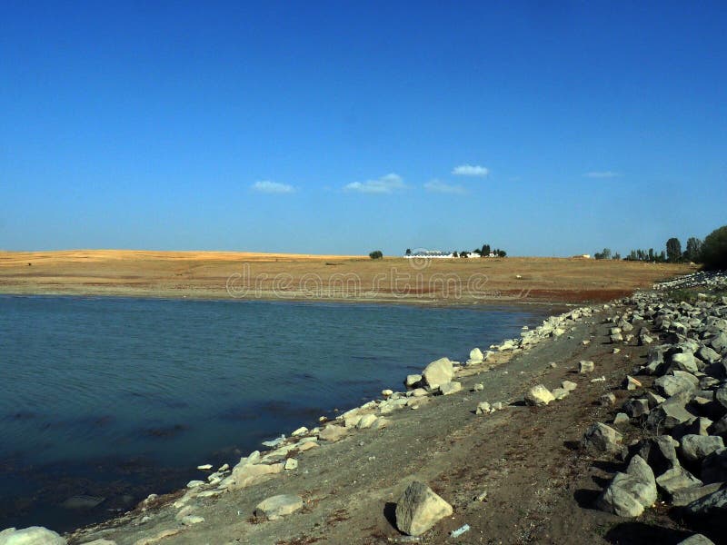 Drought in continental climate, decrease in water levels, consequences of global warming,,. Temperature decrease stock images, royalty-free photos and pictures