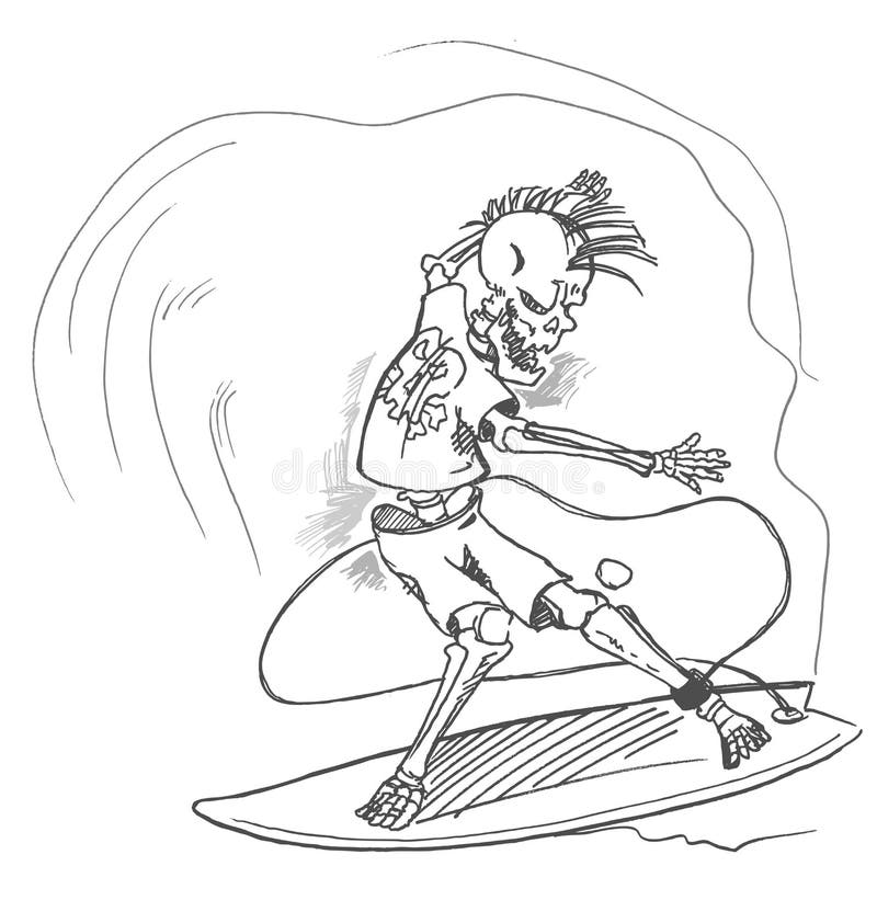 drow squelettique de main de surfer illustration de vecteur drow squelettique de main de surfer illustration de vecteur