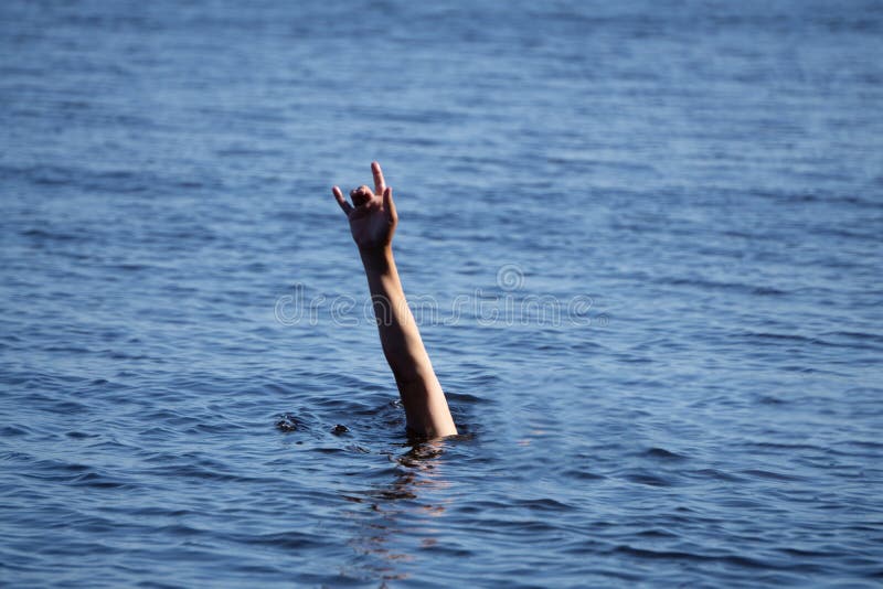 Drowning Man Sticking Hand Out of Water Stock Photo - Image of lake ...