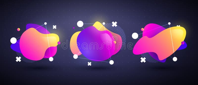 Vector Illustration Set Of Abstract Modern Flowing Liquid Shapes. Dynamical Colored Forms And Line.
