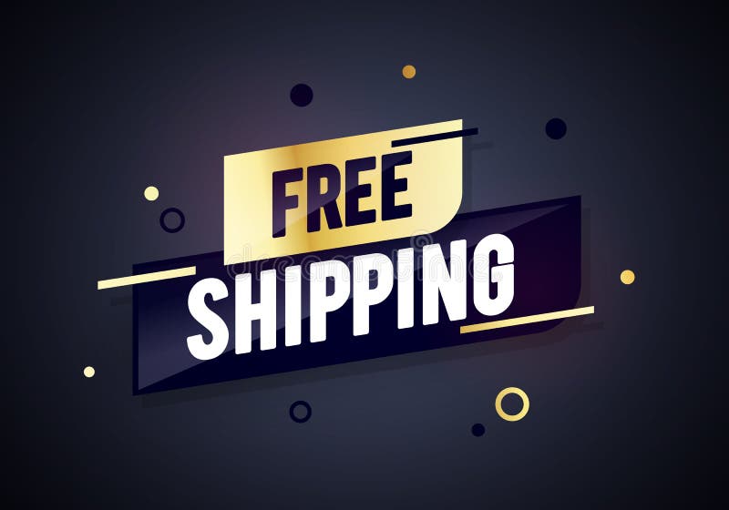 Vector illustration premium free shipping label. Golden luxury dynamic sales banner. royalty free illustration