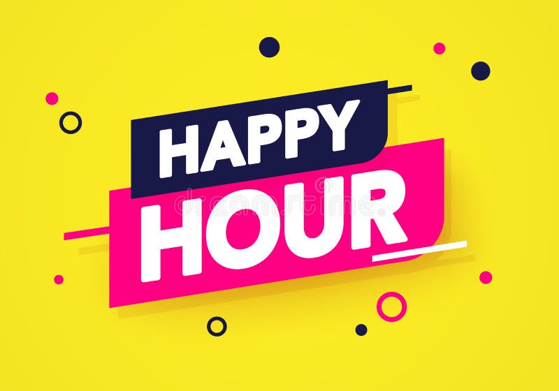 Vector Illustration Dynamic Happy Hour Label stock illustration