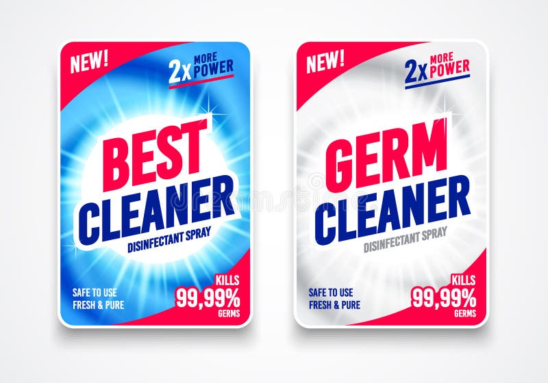 Germ Cleaner Print Label With Dynamic Headline vector illustration