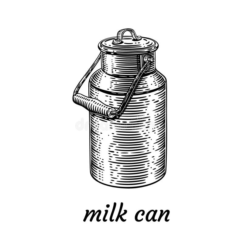 Milk Can Scratchboard. Vector Illustration. Stock Vector Illustration