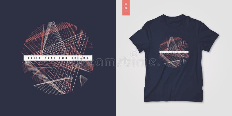 Druck-Vektorillustration Regelung das T-Shirt der geometrischen Männer grafische