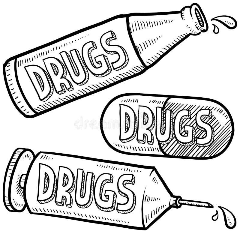 Alcohol and drugs sketch Stock Vector Image  Art  Alamy